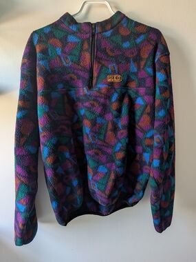 Ski-doo Vintage Multicolor Patterned Fleece Pullover